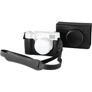 Genuine‎ Leather Case Kit for FUJIFILM X100VI, Strap + Flip Cover, Black